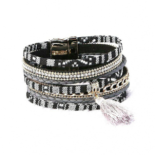 Armband-kristal-leder-band-Grijs